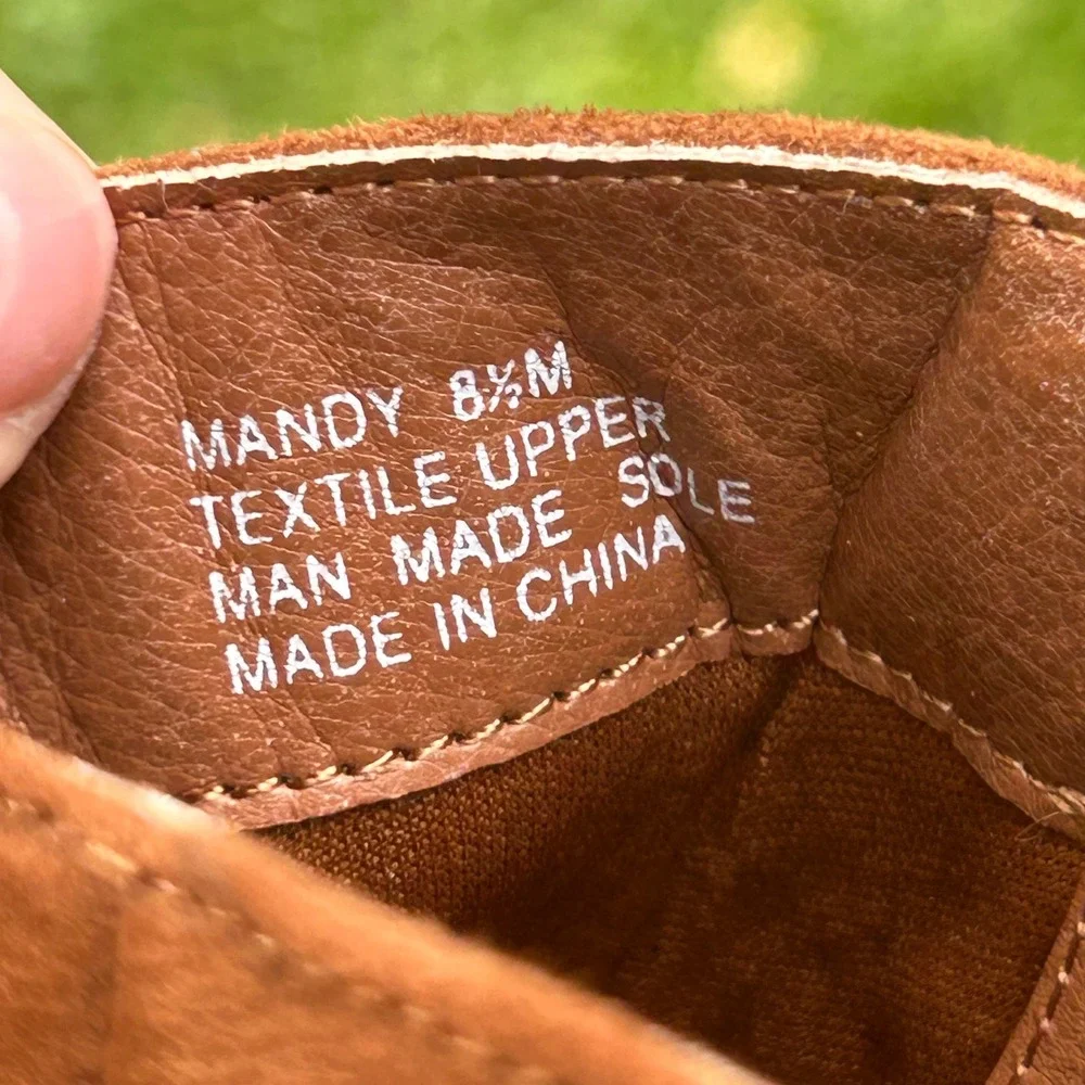 Wonderly Mandy Platform Boots 8.5 Rust Suede Chunky Heel Boho Retro 70s Lug Sole